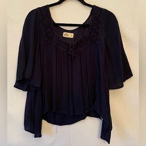 Asymmetrical Dark Blue Blouse